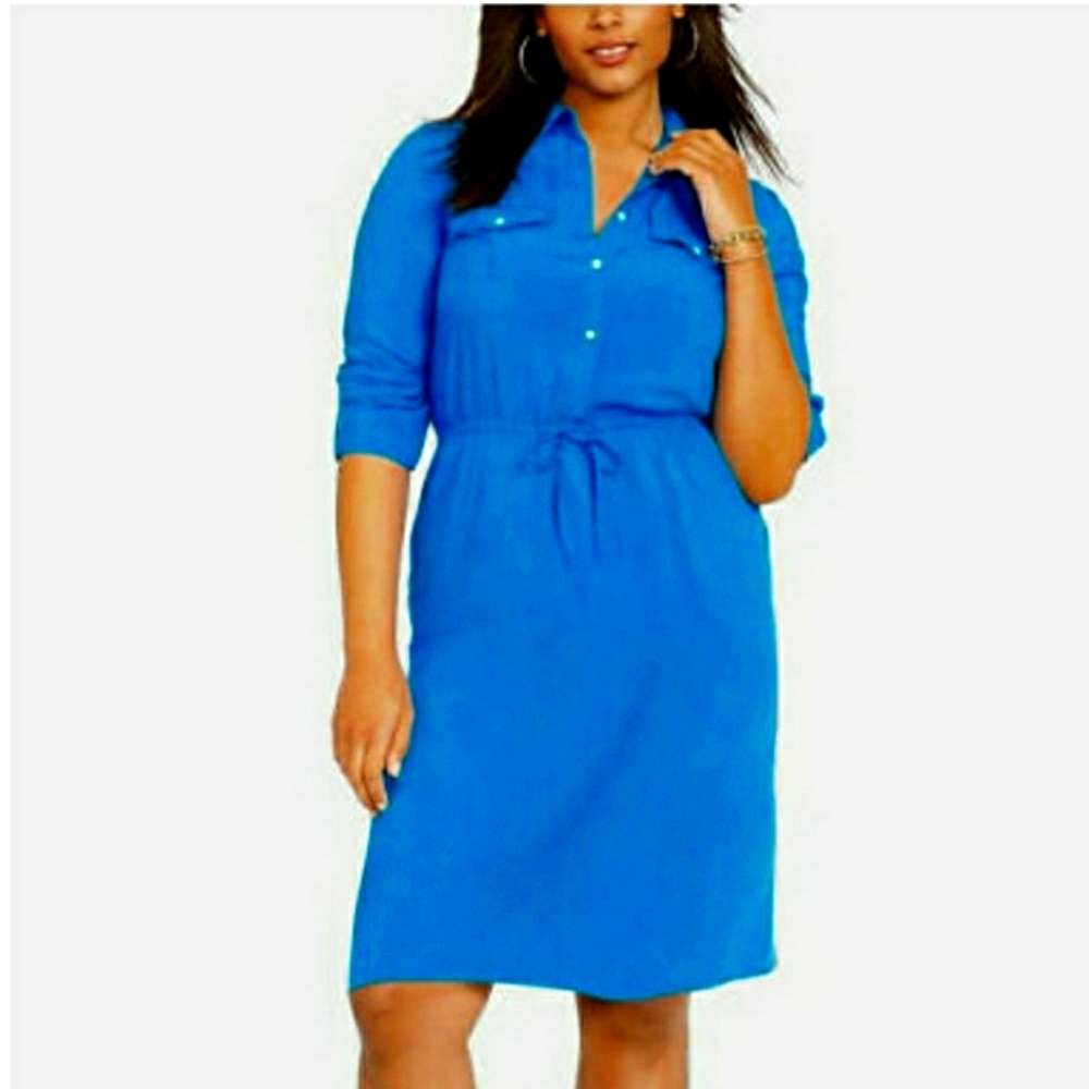 Ralph Lauren blue soft viscose shirt dress